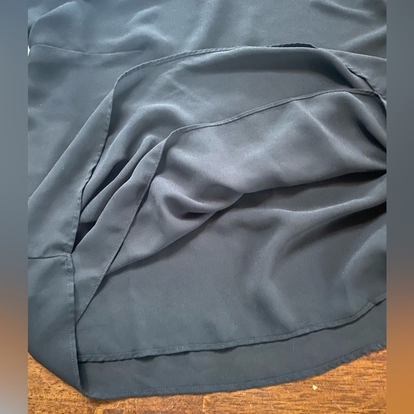 Flutter sleeve lined crepe/organza Black blouse, Size XL - Picture 2 of 11